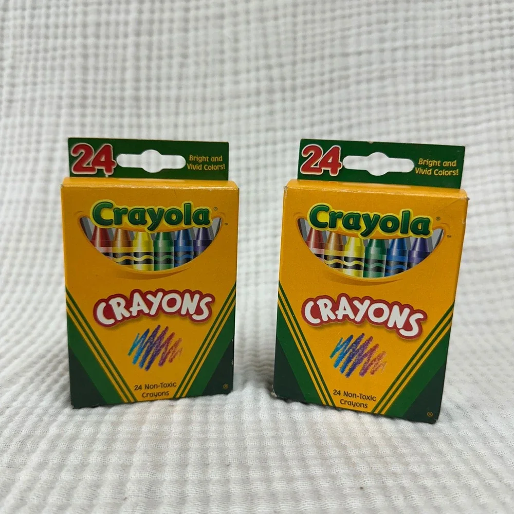 2 Boxes Vtg 2002 Crayola Crayons 24 Pack Binney & Smith NOS With Dandelion